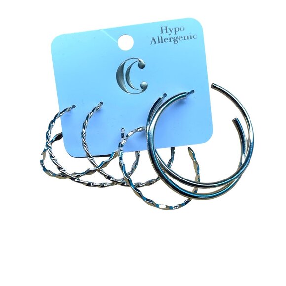 Charming Charlie MSRP 28 Set Of Hypoallergenic Gold-Tone Hoop Earrings With Smoo - Picture 4 of 5